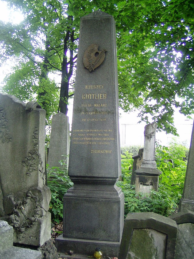 Grób Maurycego Gottlieba na nowym cmentarzu żydowskim przy ul. Miodowej w Krakowie, Wikimedia