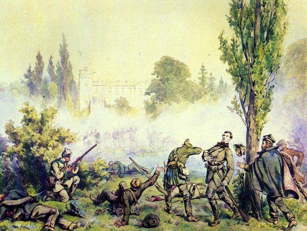 Juliusz Kossak, Bitwa pod Miłosławiem 30.04.1848, udział w niej brał Józef Kargé, Wikipedia