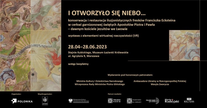 Otwórz zdjęcie Grafika informująca o wystawie "I otworzyło się niebo...", prezentowanej w Łazienkach, w dniach 28.04-28.06.2023