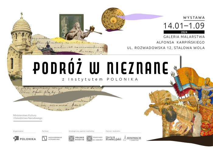Otwórz zdjęcie Grafika reklamująca wystawę "Podróż w nieznane" w Stalowej Woli